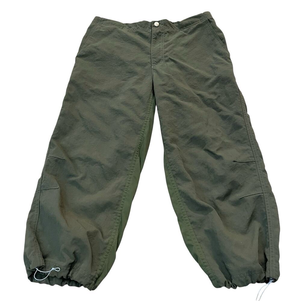 Zoic Womens Outdoor Crop Pants Large Gorpcore Cinched Hem Paratrooper Green
